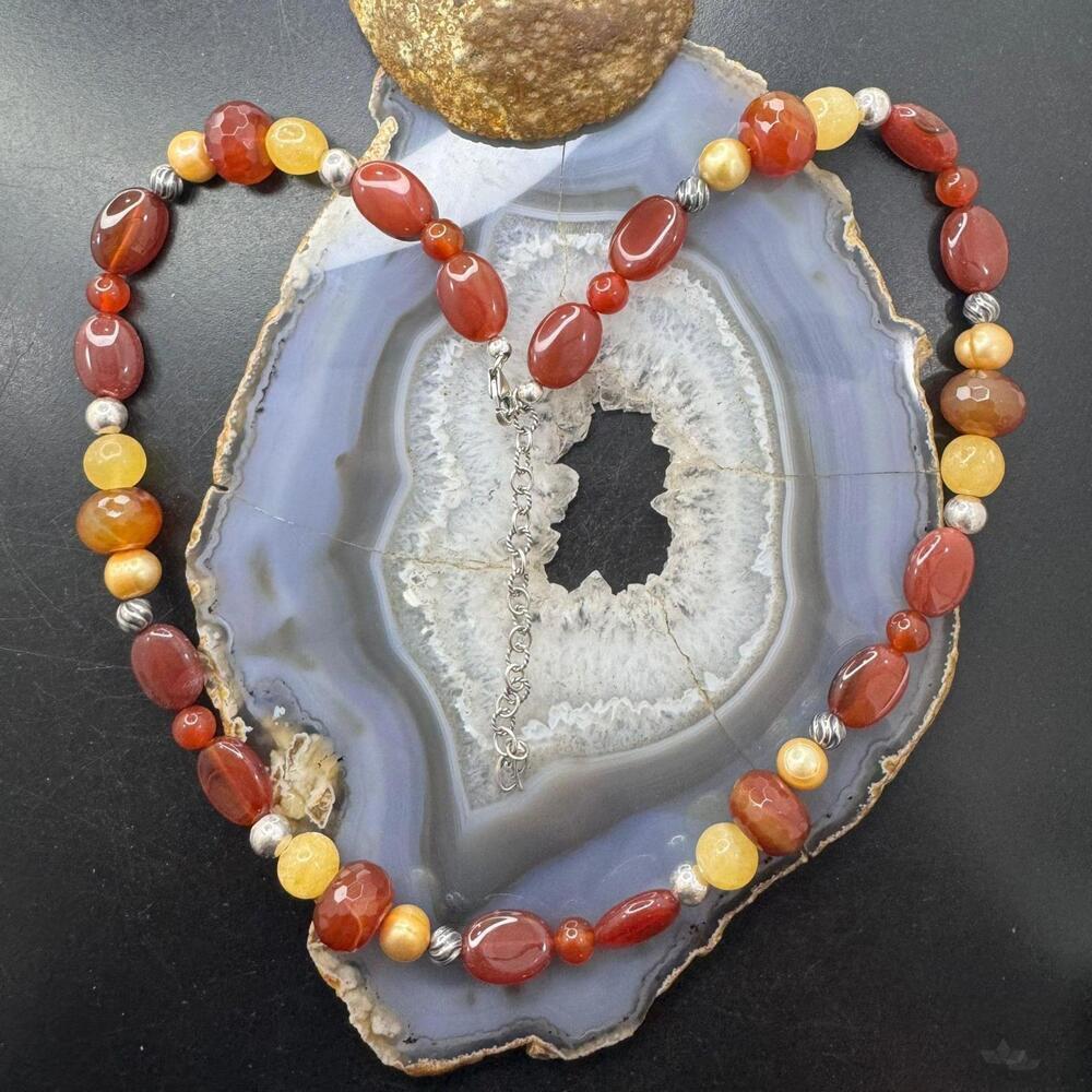Carolyn Pollack Sterling Adjustable Multi Gemstone Beaded Necklace For Women